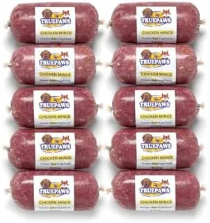 Truepaws Raw Foods High-Protein Raw Dog Food - Frozen Chicken Mince - 4.5kg (9 × 500g) - Natural & Grain-Free Meal for Dogs - Complementary Dog Meal
