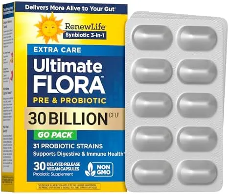 Renew Life, Extra Care, Ultimate Flora Probiotic, 30 Billion Live Cultures, 30 Vegetable Capsules