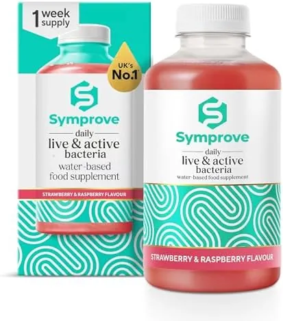 Symprove Liquid Probiotic, Billions of Live & Active Bacteria, Strawberry & Raspberry Flavour, Water-Based, Dairy & Gluten Free, Vegan (1 x 500ml)